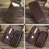 Genuine Leather Pencil Case with 4 Slots Handmade Multifunctional Zipper Fountain Pen Bag Student Stationery Pen Box