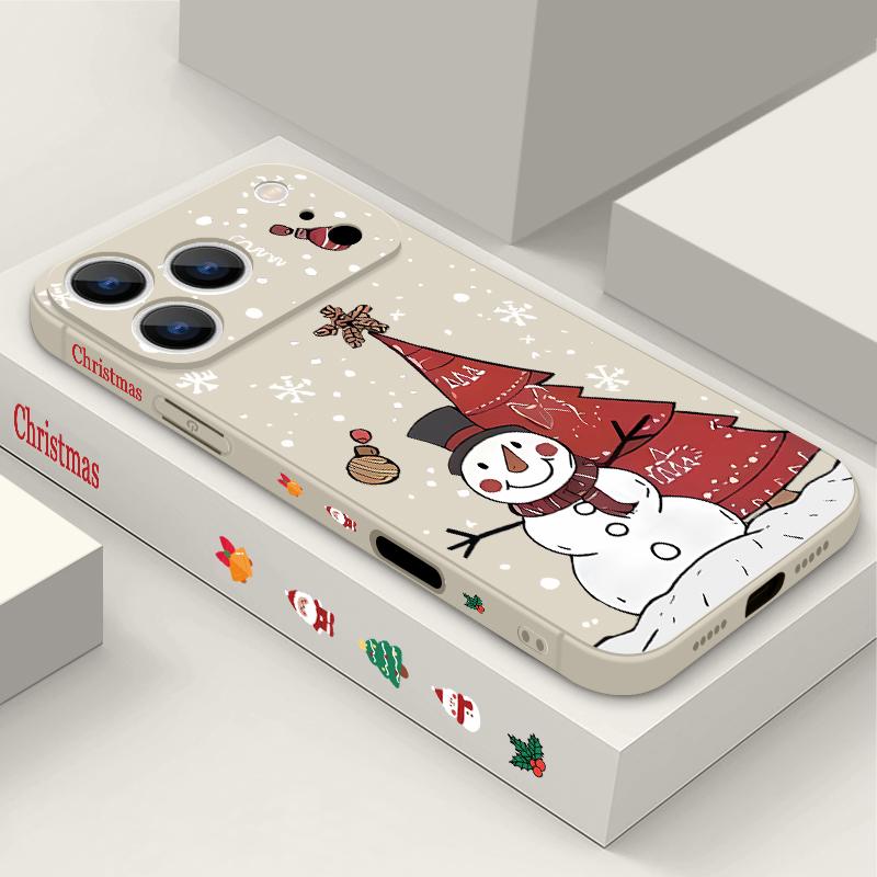 Чехол-шнурок с рисунком рождественского снеговика для iPhone 17 15 16 Pro Max 12 13 14 Pro Max 16e Air 11 Ударопрочный мягкий ремешок Чехол для телефона