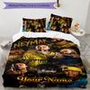 3pcs Brazilian football player  Cover Set - Personalized Name, HD Printed Bedding with 1 Cover and 2 Pillowcases - Perfect for Home Decor, Easy Care