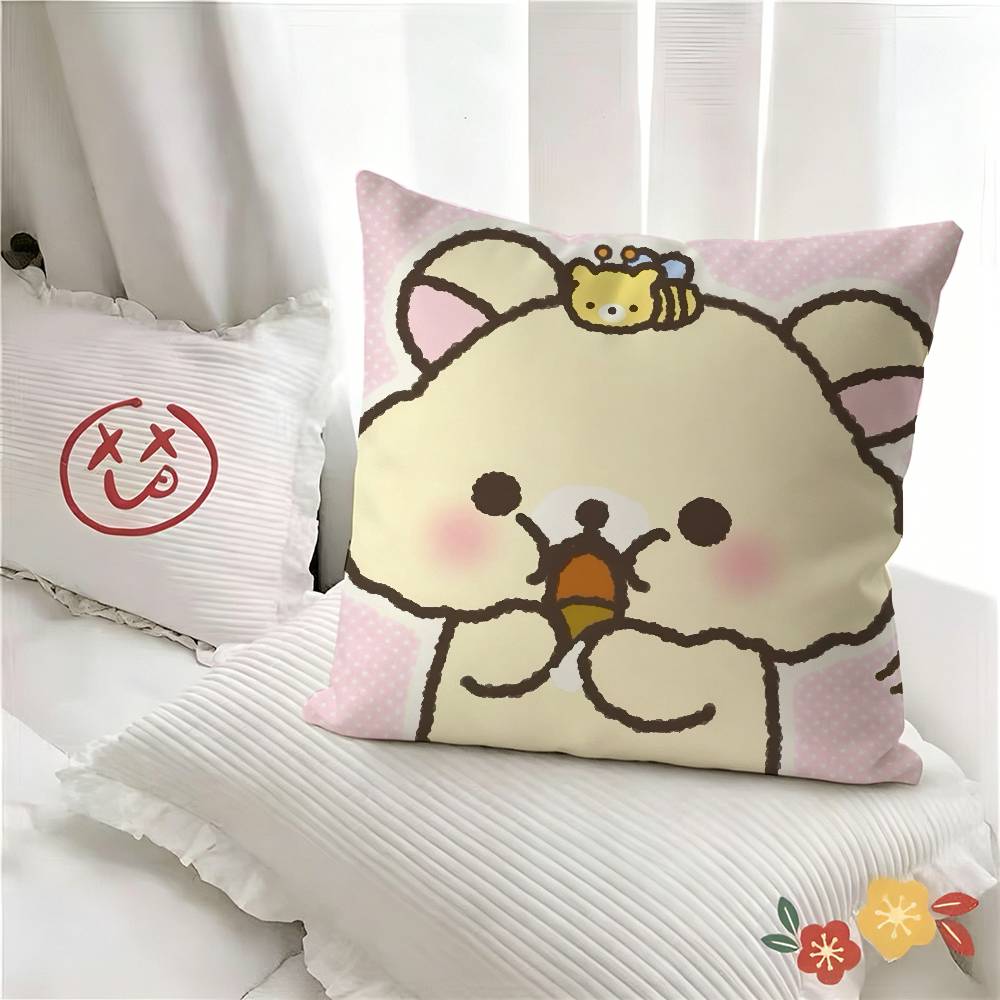 pc Rilakkuma Cartoon Pillow Case Fashion Square Pillowcase Bedroom Sofa Room Ins Decoration Leisure