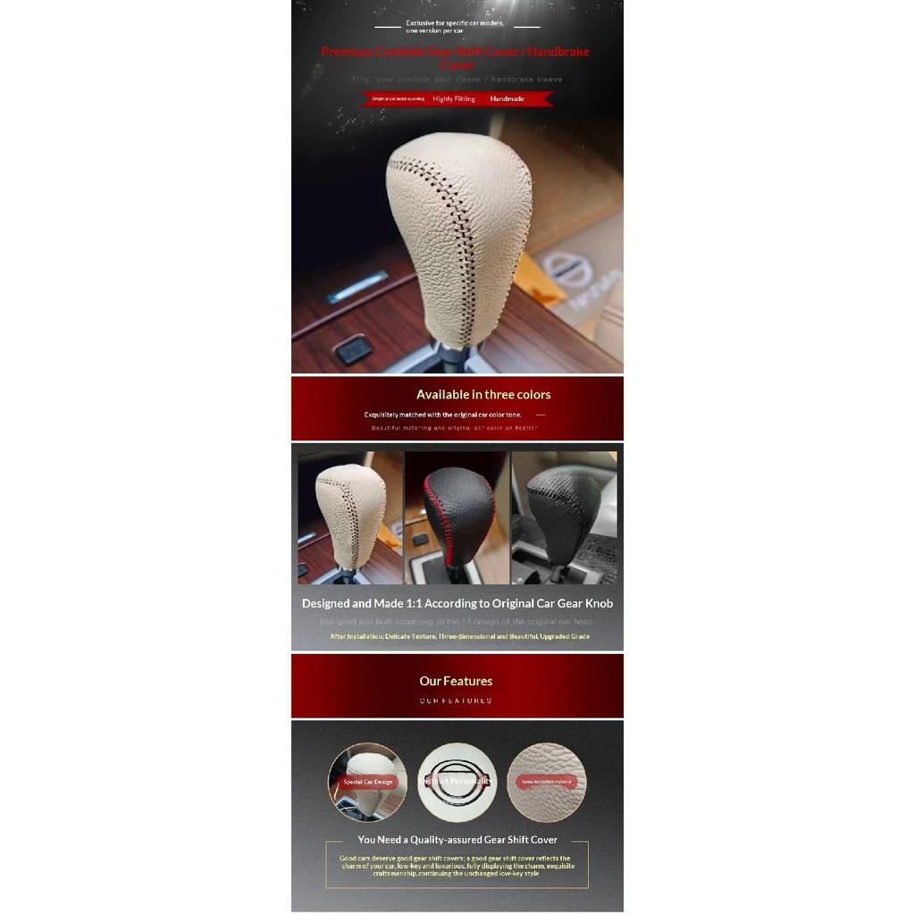 Car PU Leather Carbon Fiber Gear Shift Knob Cover For nissan Teana L33 J32 Gear Head Knob Covers Accessory part