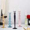 1PC Romantic Glass Candle Holder Vintage Glass Candlestick Hydroponic Transparent Vase