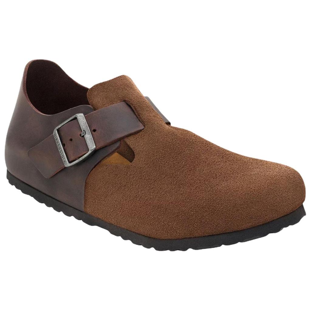 Birkenstock Лондонские замшевые низкие повседневные туфли Унисекс Коричневые Обычные Свободная посадка 1030157