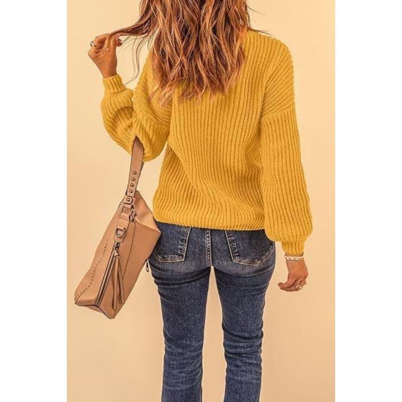 Осенне-зимний свитер с круглым вырезом и расклешенными манжетами, свободный женский свитер большого размера