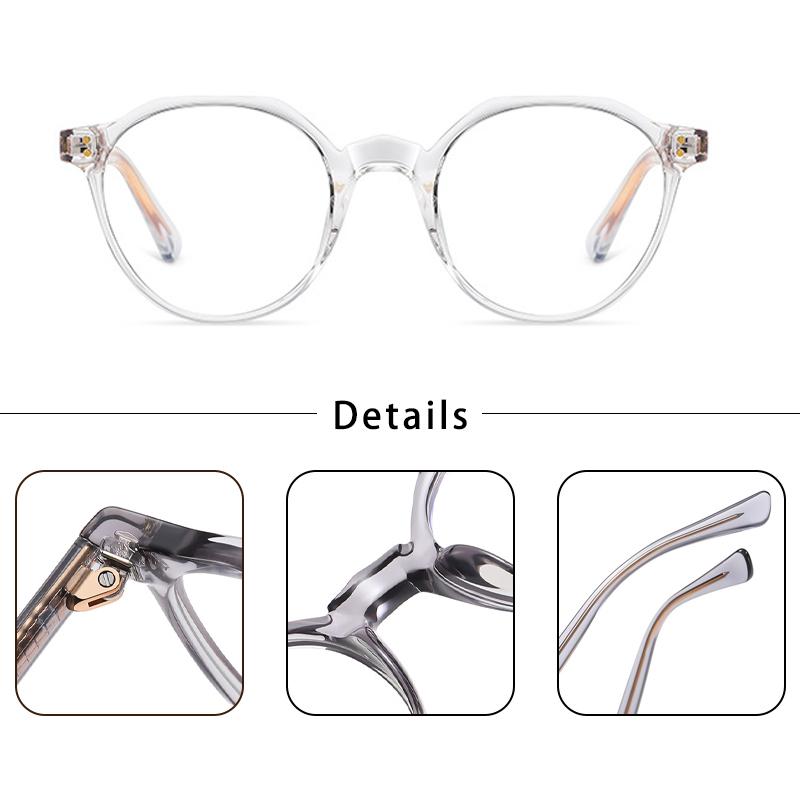HBK Unisex Anti Blue Light Eyeglasses Solid Pattern Round Alloy Frame TR-90 Material Prescription Computer Eyewear Men Women