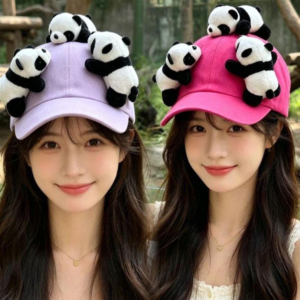 Adjustable Animal Decor Cap Cotton Sun Hat New Panda Plush Baseball Cap Daily Travel