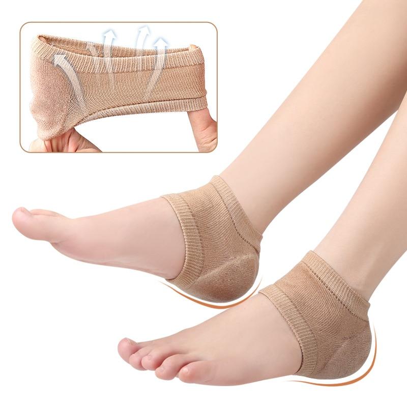 Gel Silicone Heel Protector Sleeve Heel Pads Heel Cups Plantar Support Feet Care Skin Repair Cushion Half-yard Socks