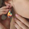 Красочные серьги из искусственной кожи с кокосовой пальмой на закате для женщин, двусторонний узор, легкие серьги-капельки