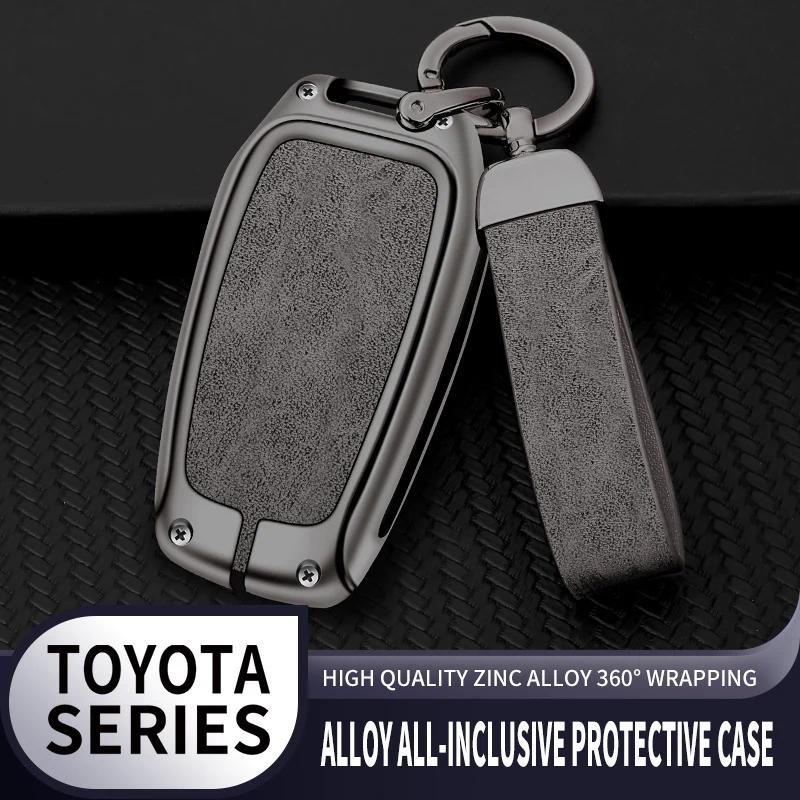 Новый кожаный чехол для ключей из цинкового сплава для Toyota CHR Hilux Fortuner Land Cruiser 200 Camry Corolla Crown RAV4 Highland