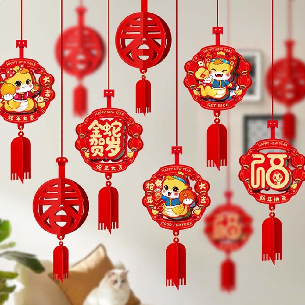 6pcs 3D Chinese Snake Year Pendants Traditional Spring Festival Supplies Home Living Room Decor