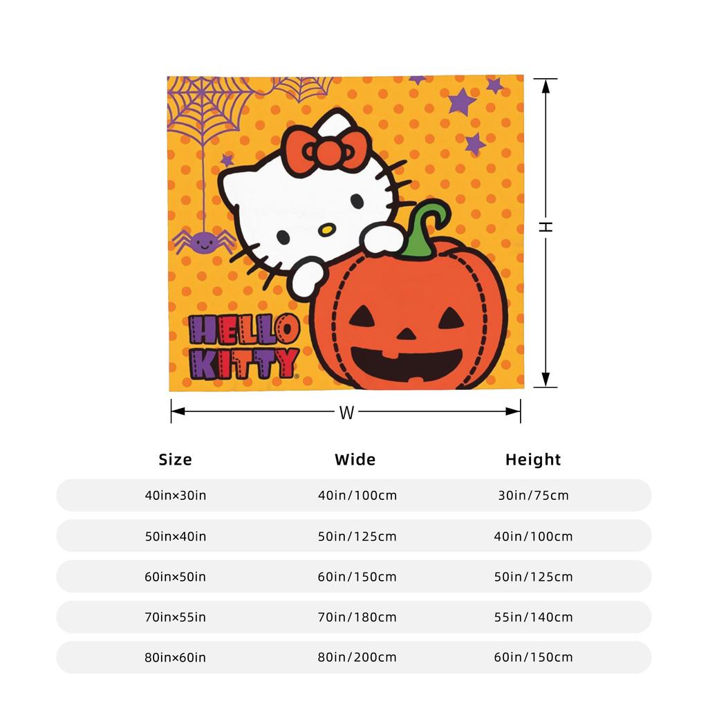 Hello Kitty Halloween Blanket Fleece Spring Autumn Pumpkins Multifunction Warm Throw Blanket for Sofa Office Bedspreads