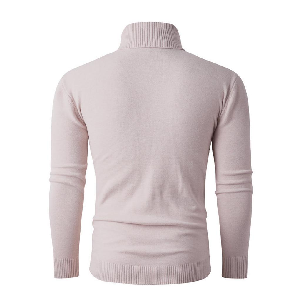 Men's Casual Solid-color High-collar Knitted Sweater, Men's Warm Base Knitted Pullover Sweater