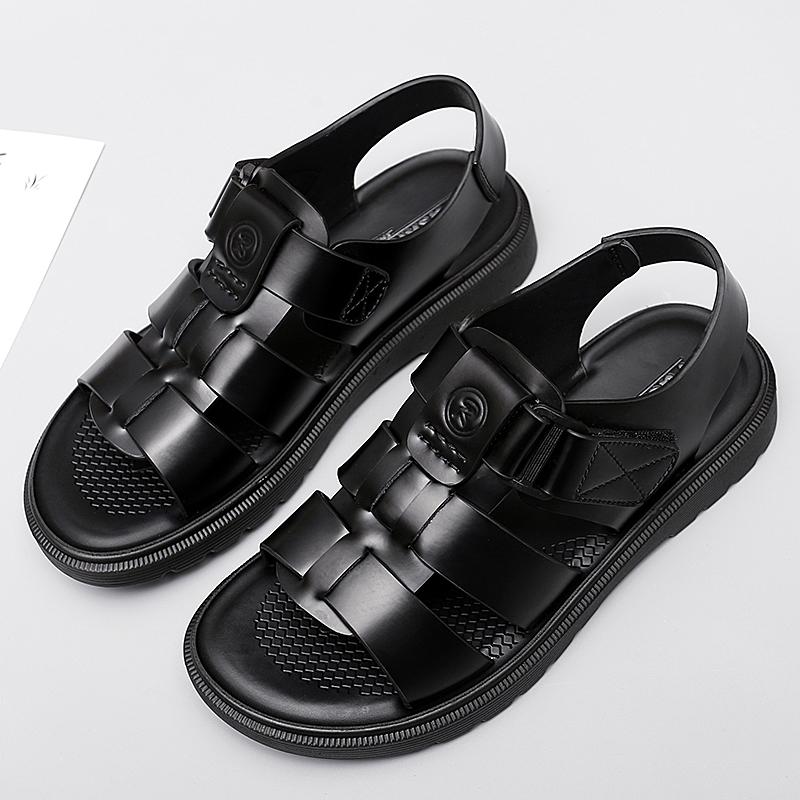 Летние мужские сандалии 2024 года, модная дышащая и удобная пляжная обувь, мужские сандалии на толстой подошве, кожаные сандалии для мужчин