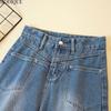 MODIQUE 2025 New Plus Size Summer Women's Casual Elastic Straight High-waisted Blue Fifth Denim Shorts Ladies Loose Basic Pants Jeans