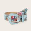 Flower Floral Belt Printed Retro Waistband Personality PU Leather Waistband  Party