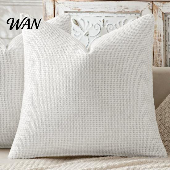 Soft Chenille Pillow Cover Weave Texture Cushion Case, Throw Cover, Solid Color Covers for Living Room with Zipper Bedroom Decor, 18 x Inch