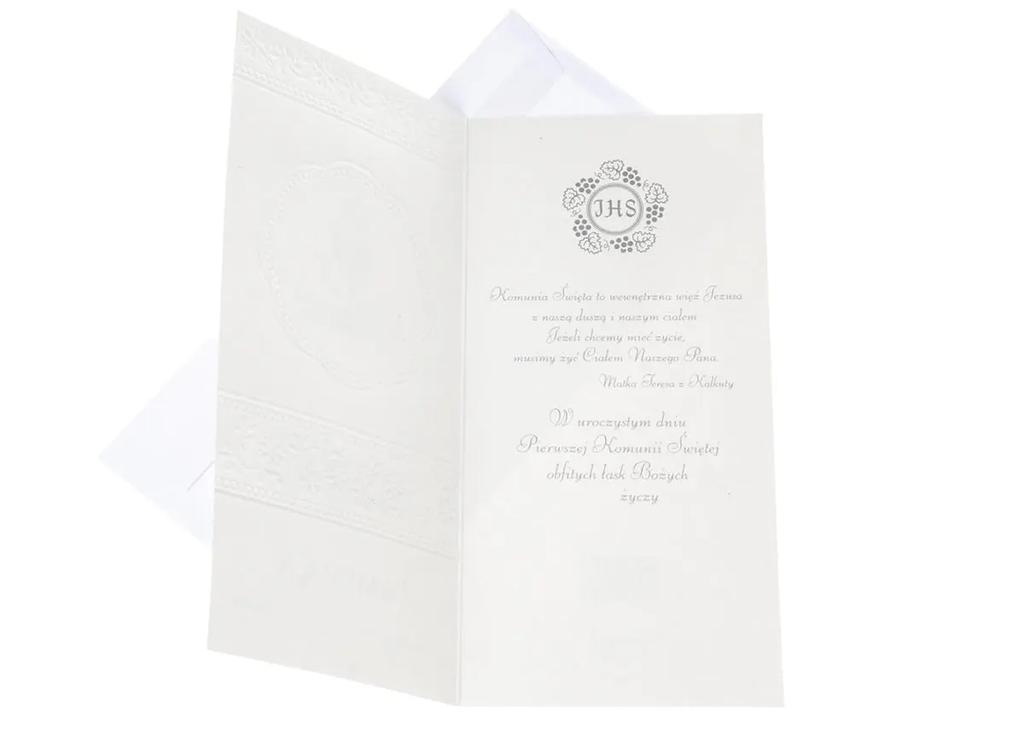 An elegant card with a dedication from the Godmother on the occasion of the First Holy Communion