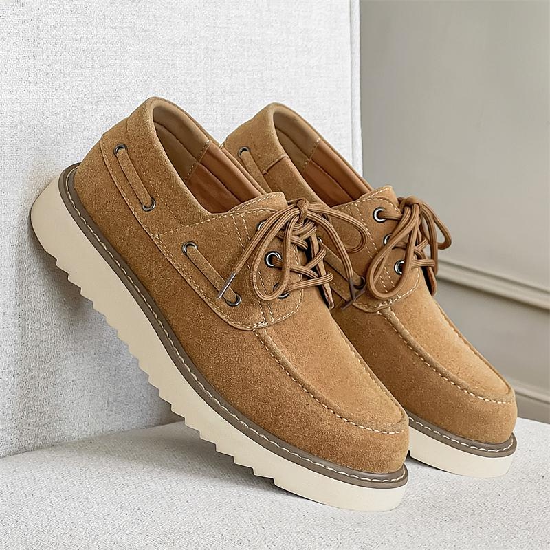 Suede Leather Mens Shoes Comfortable Casual Skateboard Shoes Solid Leisure Sneakers Lightweight Walking Shoes Man Dress Footwear
