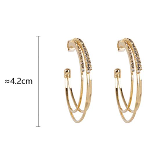 Женские изысканные серьги-кольца со стразами, трехслойные украшения для пирсинга в форме круга