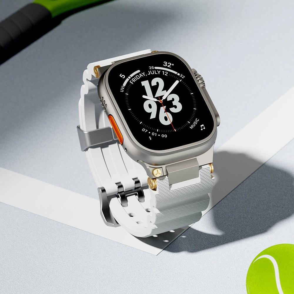 Резиновый ремешок класса люкс для Apple Watch Series 10 46 мм браслет для iWatch Ultra 2 49 мм 9 8 7 45 мм 6 5 4 se 44 мм 42 мм мужской ремешок