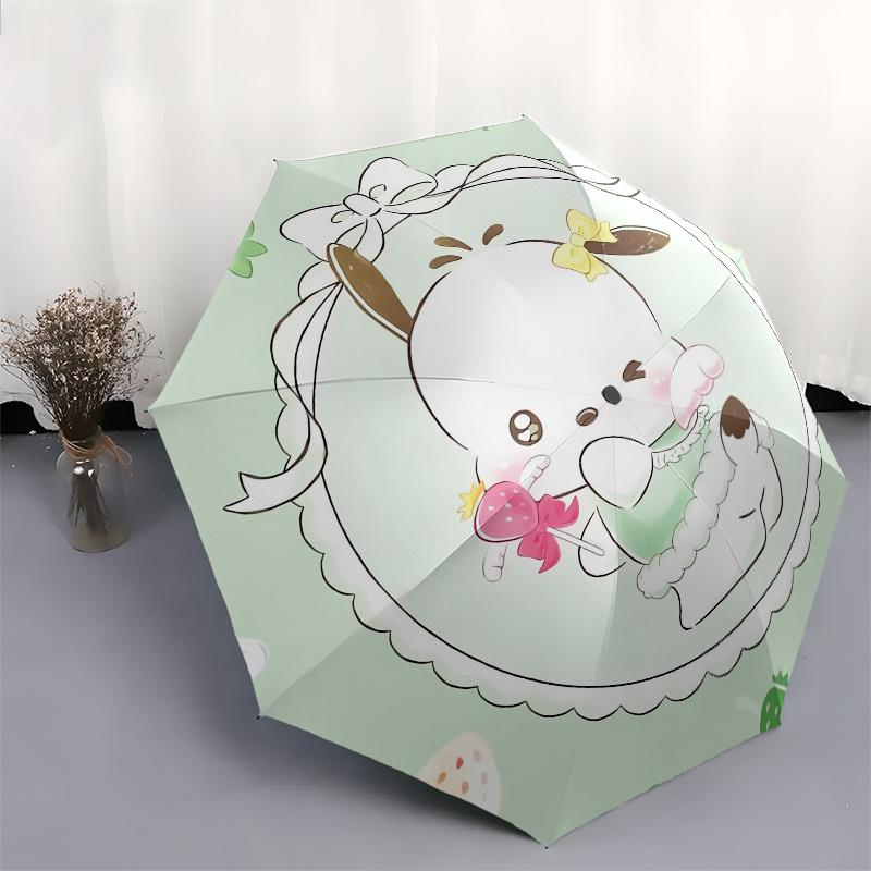Pachadog Automatic Folding Umbrella-Simple 8-Rib Design, Bright Cartoon Pattern, Durable Iron Frame, Suitable For Travel, Outdoor, Beach-Cut