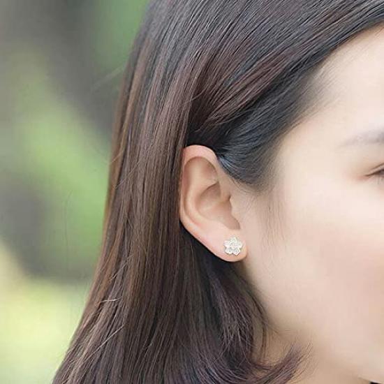 Серьги Sakura Sakura из платины 925 пробы для подарка на металл гипоаллергенный [Glam Jewelry] Женщины, Цветок, Отделка, Серебро, Цирконий, Женщины, Популярный,