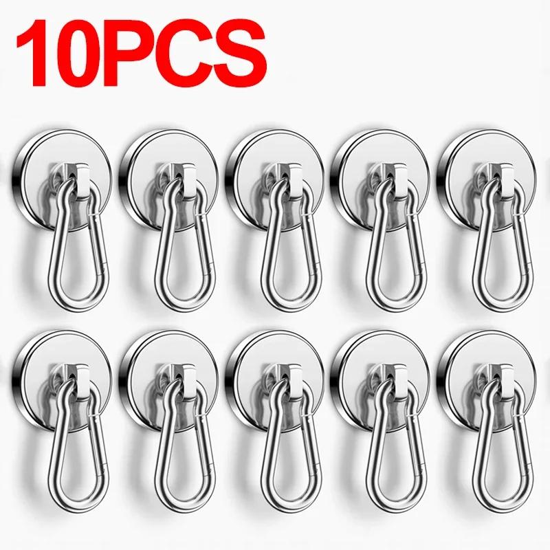 10/1 шт. Крепкие неодимовые магнитные крючки, вращающиеся на 360°, карабин, магнитный крючок, для кухни, ванной, подвесные вешалки, холодильник, присоска