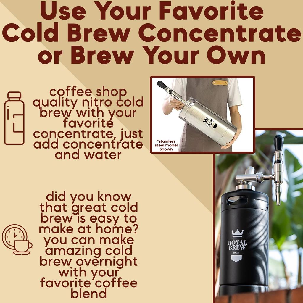 Royal Brew Nitro Cold Brew Coffee Maker Home Keg Kit System Черный Японский дистрибьютор (Матовый 3800млмл) [Авторизованный продукт]