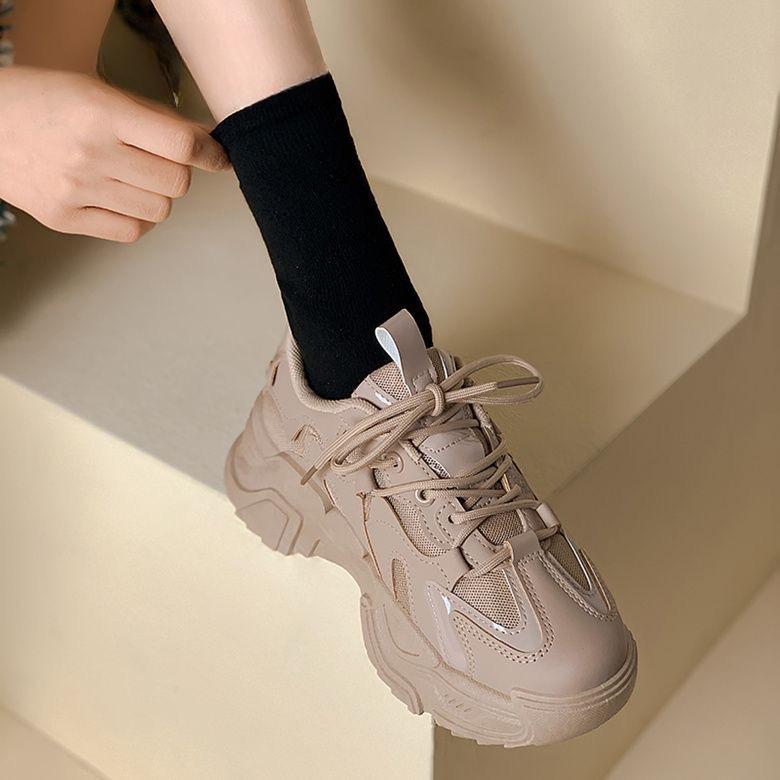 Черные туфли Dad Shoes на толстой подошве, женские, весна и осень, новые универсальные, увеличивающие рост, спортивные, беговые, женские туфли