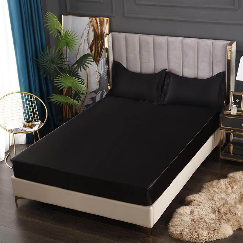 Новая атласная простыня в европейском стиле, наматрасник из искусственного шелка, эластичная лента, простыня King 140x200 160x200, без наволочки, постельные принадлежности