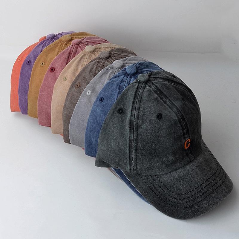 Baseball Lettering Alphabet Stitching Embroidered 1999 C Caps For Women Men Fashion Retro Washed Cotton Snapback Cap Summer Sun Hats Casquette Dad