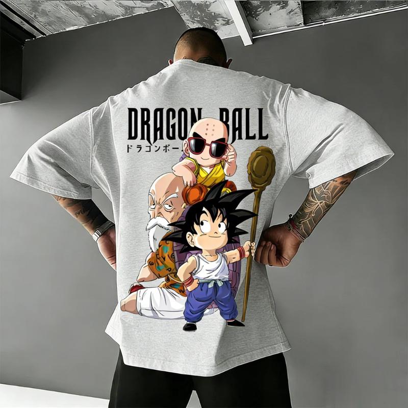 Футболка с графическим принтом Аниме Dragon Ball Goku Мужская Женская Оверсайз Винтажная Хлопковая С коротким рукавом Повседневная Уличная Одежда 2026 Летние Топы