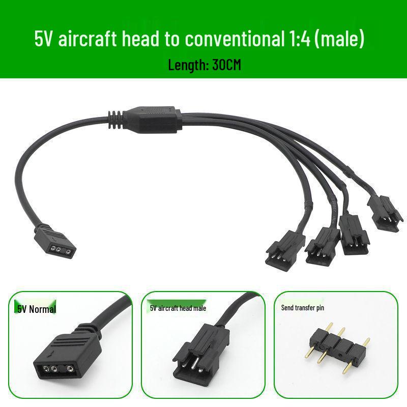 Адаптер-удлинитель RGB 5V 3-Pin/12V 4-Pin на Авиационный Разъем Папа/Мама