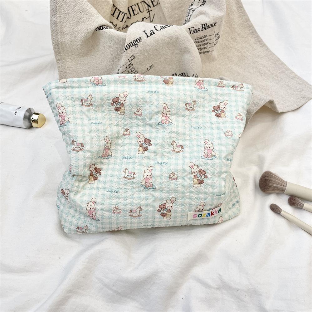 1 шт. Двусторонняя косметичка с мультяшным рисунком, большая вместимость, многофункциональная парусиновая сумка для хранения на молнии для путешествий