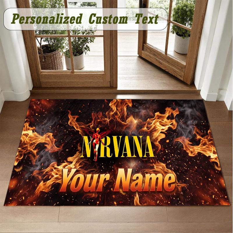 Crystal Velvet Square Rug Custom NameNirvana Pattern Non Slip Home Floor Decor Rug