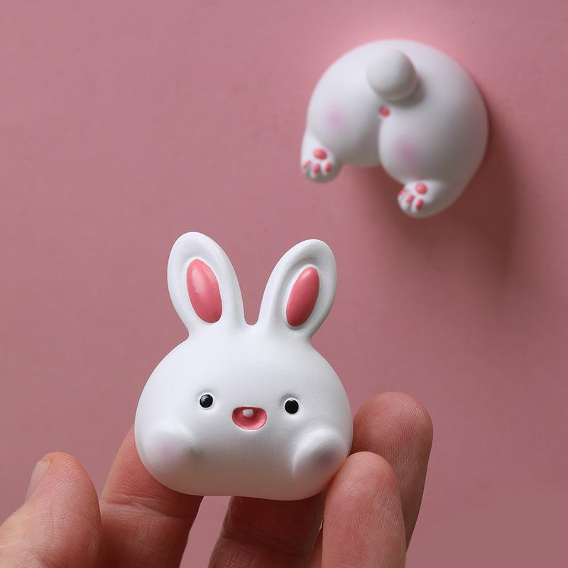 Cartoon Animal Head and Tail Refrigerator Sticker Magnet Elephant Bunny Hedgehog Refrigerator Decoration Po Wall Toy Gift