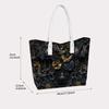 Gothic Black Gold Bat Floral Casual Large Shoulder Shopping Tote Bag