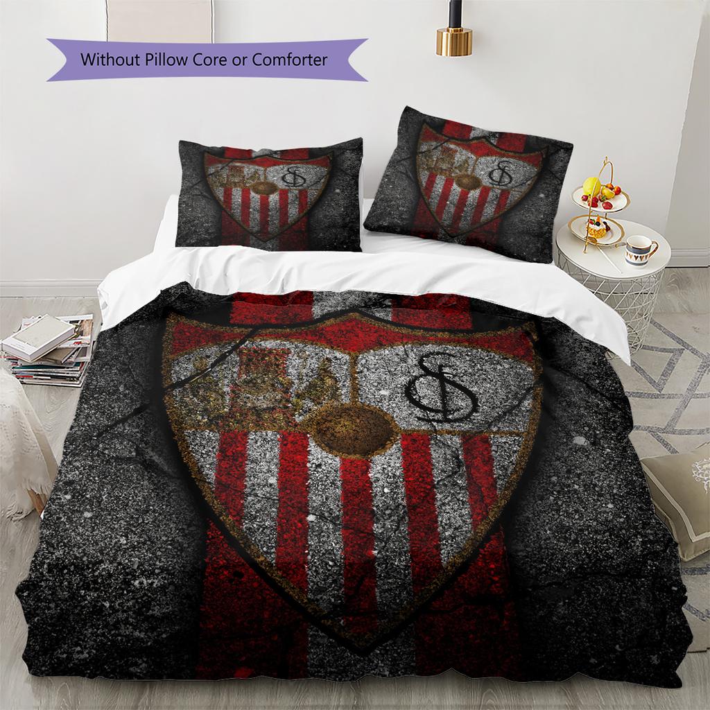 Sevilla FC Pattern Bedding Quilt Set Home Decoration Gift (1 * duvet cover + 2 * pillowcase without core)