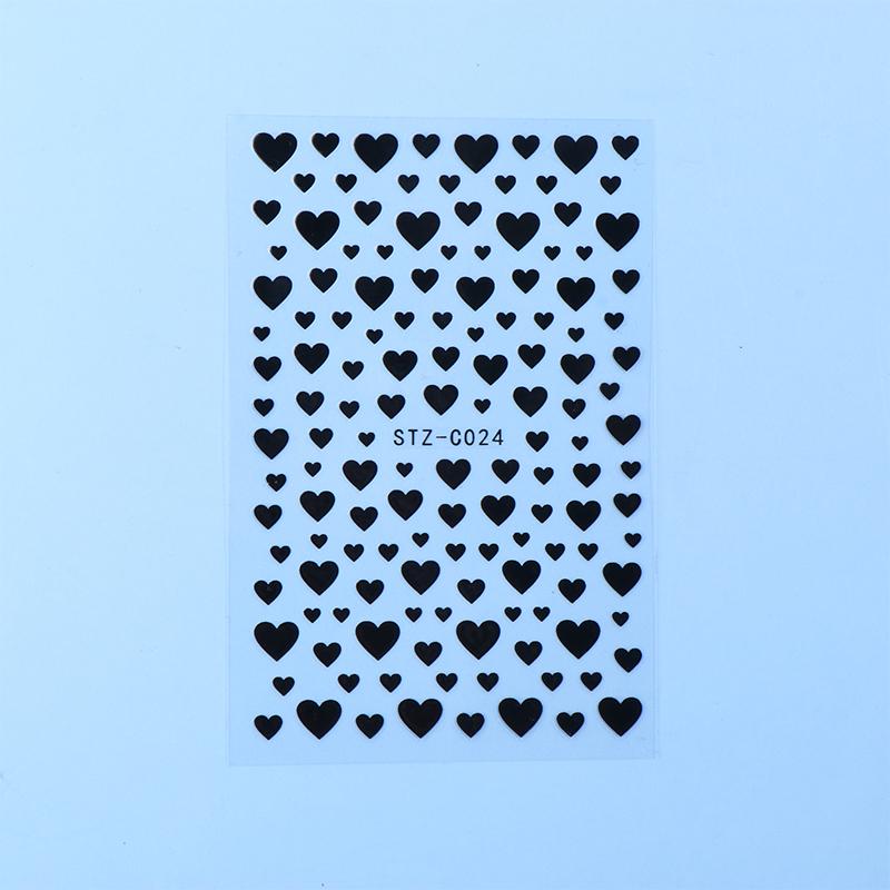 3D Black White Red Heart Villain Valentine'S Day Nail Art Stickers Nail Diy Colorful Nail Decals Nail Art Accessories
