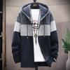 Men's Knit Sweater Fleece Coat Striped Jackets Fashion Hoodies Winter Autumn Thick Warm Windbreaker Pullovers Male Clothing