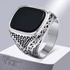Vnox Кольца в стиле Рок Панк с Ониксом для Мужчин, Стильное Сплошное Металлическое Печатка из Нержавеющей Стали, Крутые Модные Подарки для Него Украшения