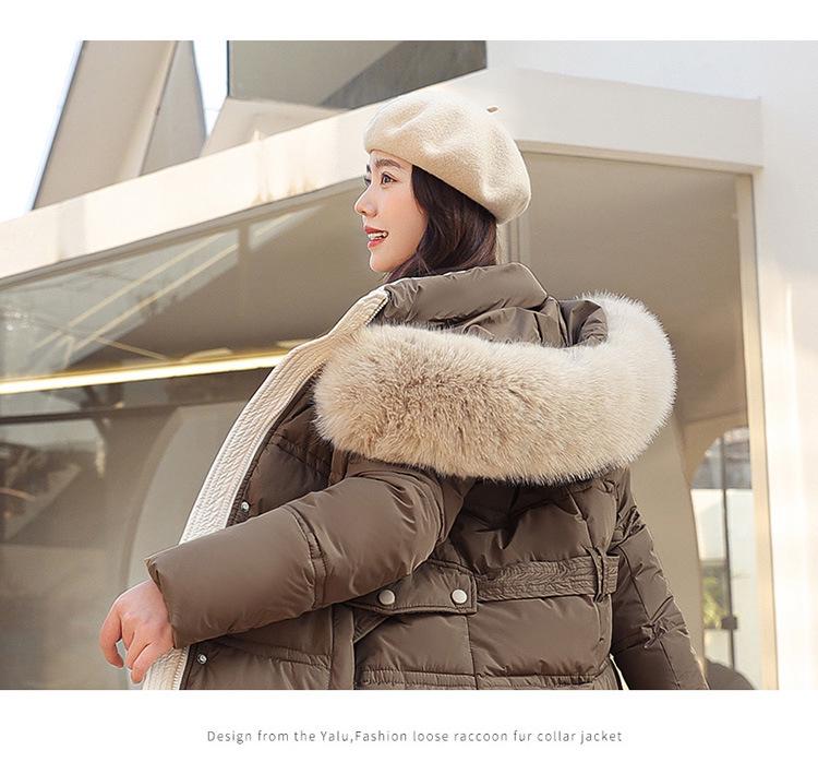 Женский длинный пуховик выше колена - 2025 корейский стиль, утепленное хлопковое зимнее пальто