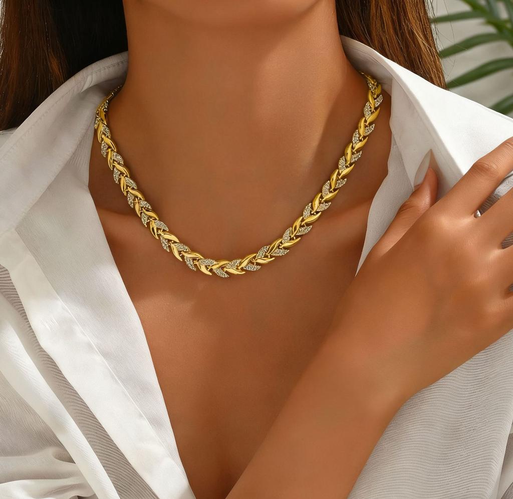 Набор браслет и колье в стиле «Рыбий хвост» с бриллиантами - Роскошные и высококлассные банкетные украшения для женщин