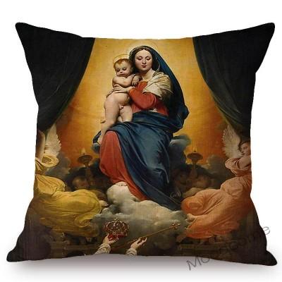 Neoclassical World Famous Oil Painting Jean Ingres Nepoleon The Source La Grande Odalisque Sofa Pillow Case Linen Cushion Cover