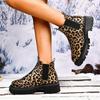 Women's Leopard Print Slip-On Boots - Pull-On Closure, Synthetic Cover Upper with Non-Slip Rubber Sole, All-Season Casual & Formal Footwear