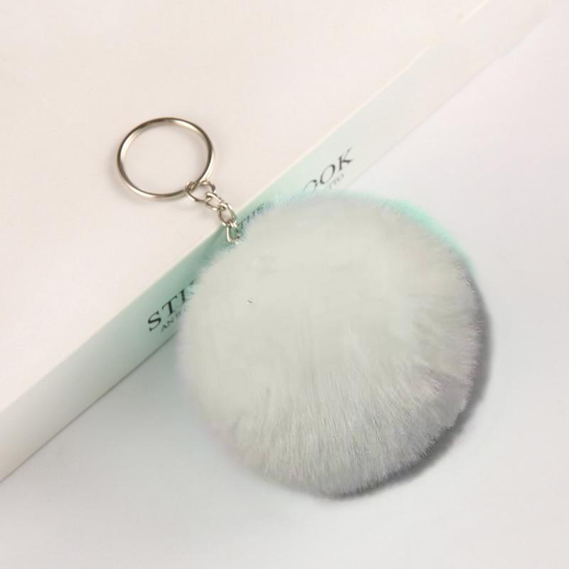 Fluffy Fur Pom Keychain Soft Faux Colorful Rabbit Fur Ball Car Keyring Pompom Key Chains Key Holder Women Bag Pendant