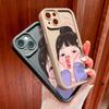 For iPhone 16 15 14 13 12 11 Pro Max XS Max XR X SE 8 7 Cartoon Cute Girl Pattern Soft Silicone Full Lens Protect Shockproof Case