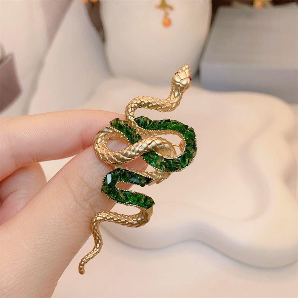 Винтажная брошь в виде змеи со знаком зодиака, сверкающая брошь на лацкан в виде змеи, булавки для воротника со стразами, ювелирные подарки
