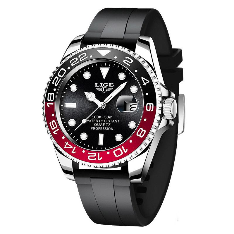 LIGE Men's Quartz Watch Waterproof Fashion Business Wristwatch with Three Hands Black