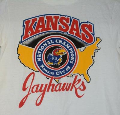 Футболка Kansas Jayhawks Чемпионы страны Белая футболка Размеры JJ5169 Унисекс Футболка